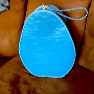 Blue egg shaped vintage makeup case